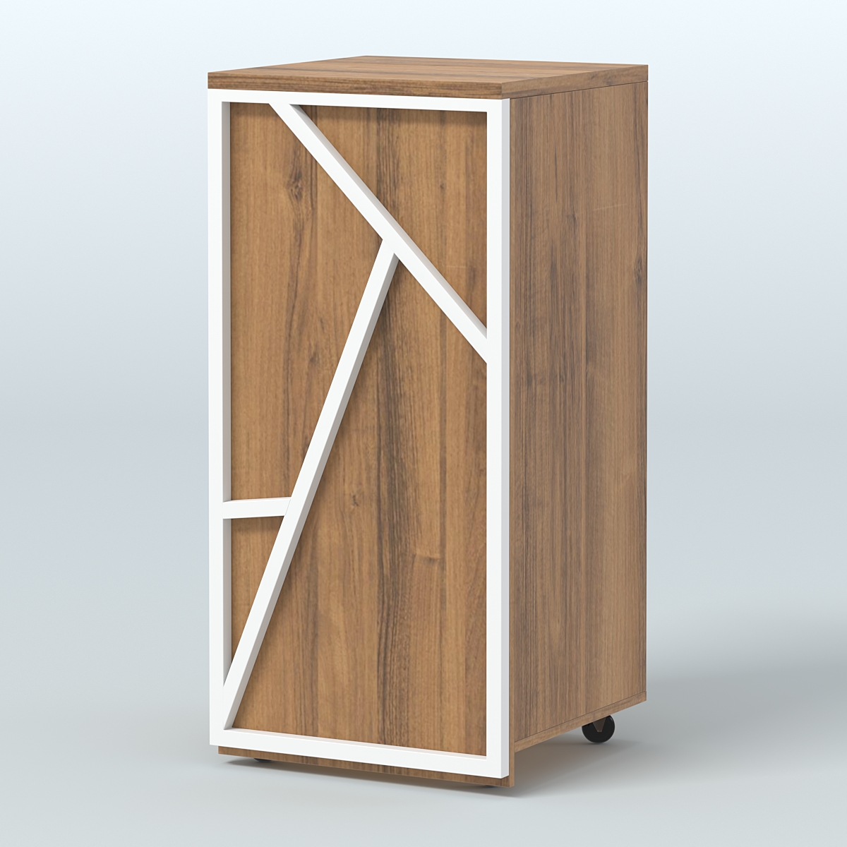 Торговый прилавок под кассу выкатной серии ЛОФТ - АЛЬФА №2 Орех + Белый