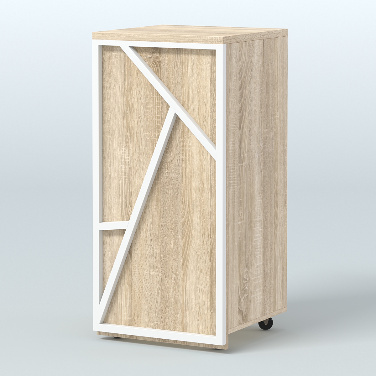 Торговый прилавок под кассу выкатной серии ЛОФТ - АЛЬФА №2 Дуб Сонома + Белый