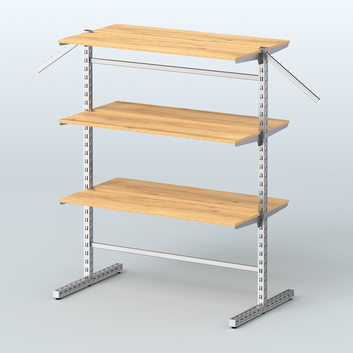 Система ЭЛЕГАНТ островная с шестью прямыми полками из ДСП №17а Дуб Золотистый