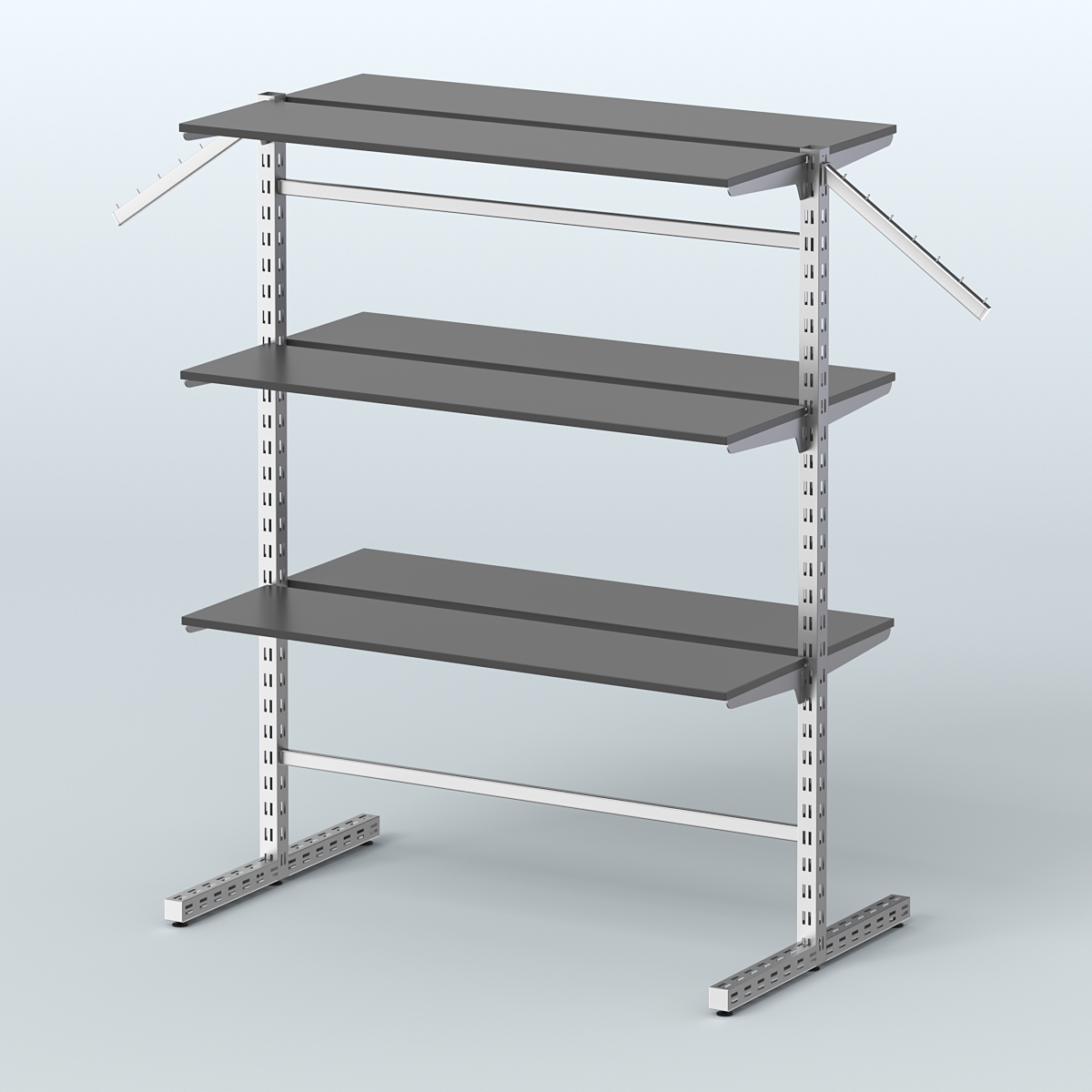 Система ЭЛЕГАНТ островная с шестью прямыми полками из ДСП №17а Черный