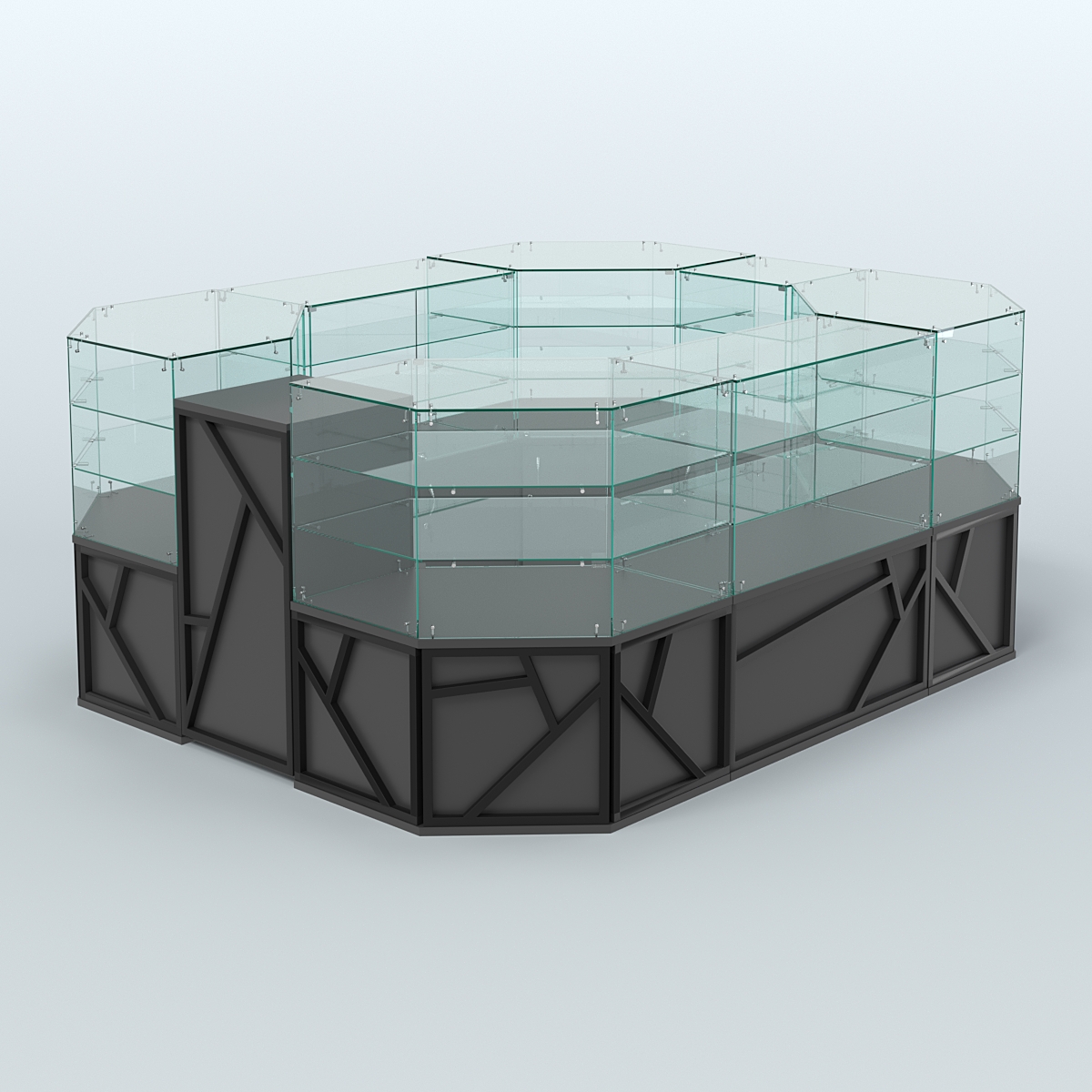 Торговый прямоугольный островок серии ЛОФТ - АЛЬФА (СОНОМА + ЧЁРНЫЙ) №1 Черный