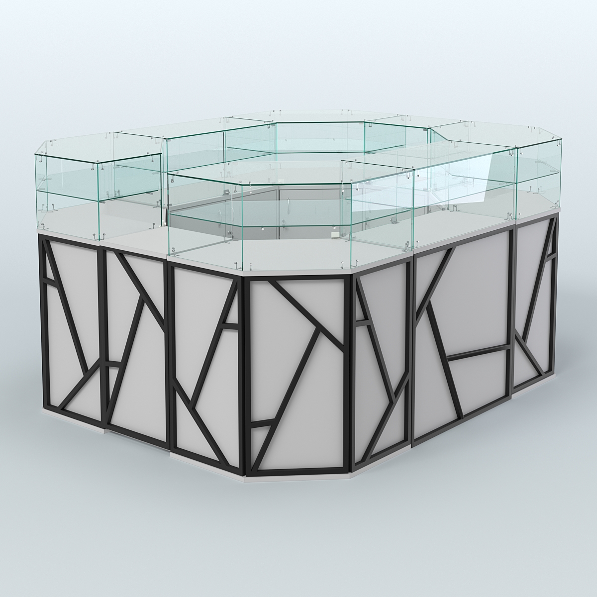 Торговый островок серии ЛОФТ - АЛЬФА (СОНОМА + ЧЁРНЫЙ) №4 Серый