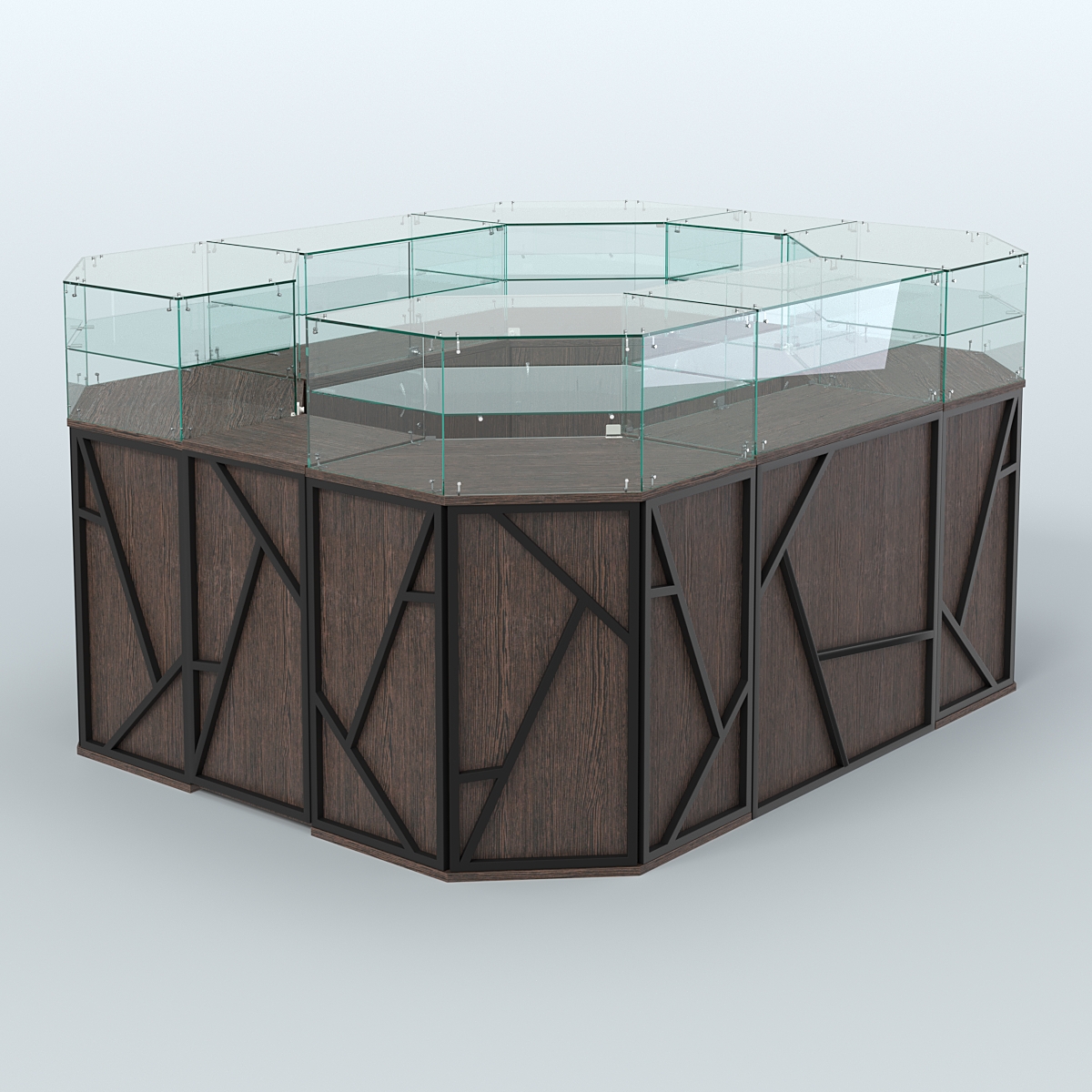 Торговый островок серии ЛОФТ - АЛЬФА (СОНОМА + ЧЁРНЫЙ) №4 Дуб Венге