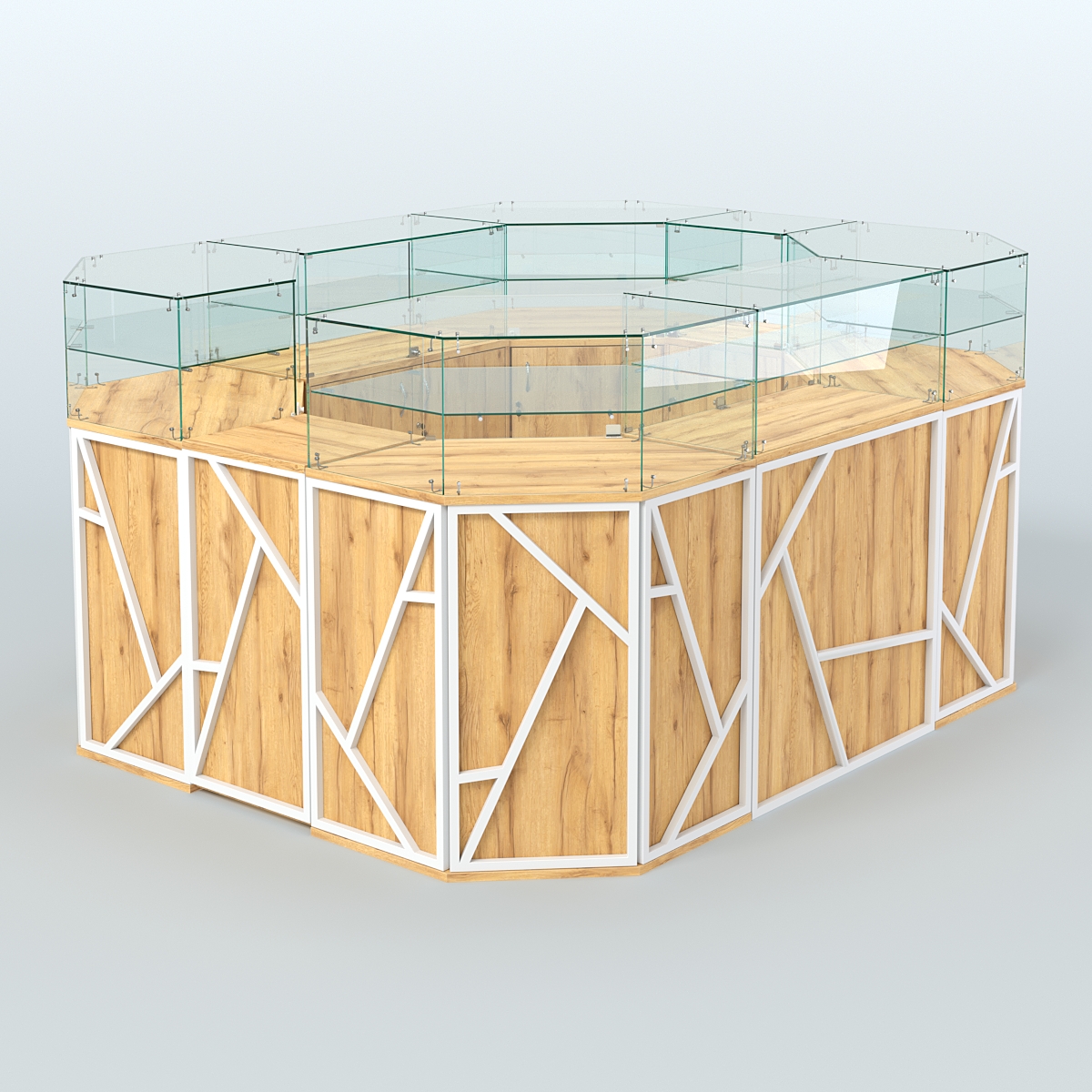 Торговый островок серии ЛОФТ - АЛЬФА (СОНОМА + ЧЁРНЫЙ) №4 Дуб Золотистый и Белый