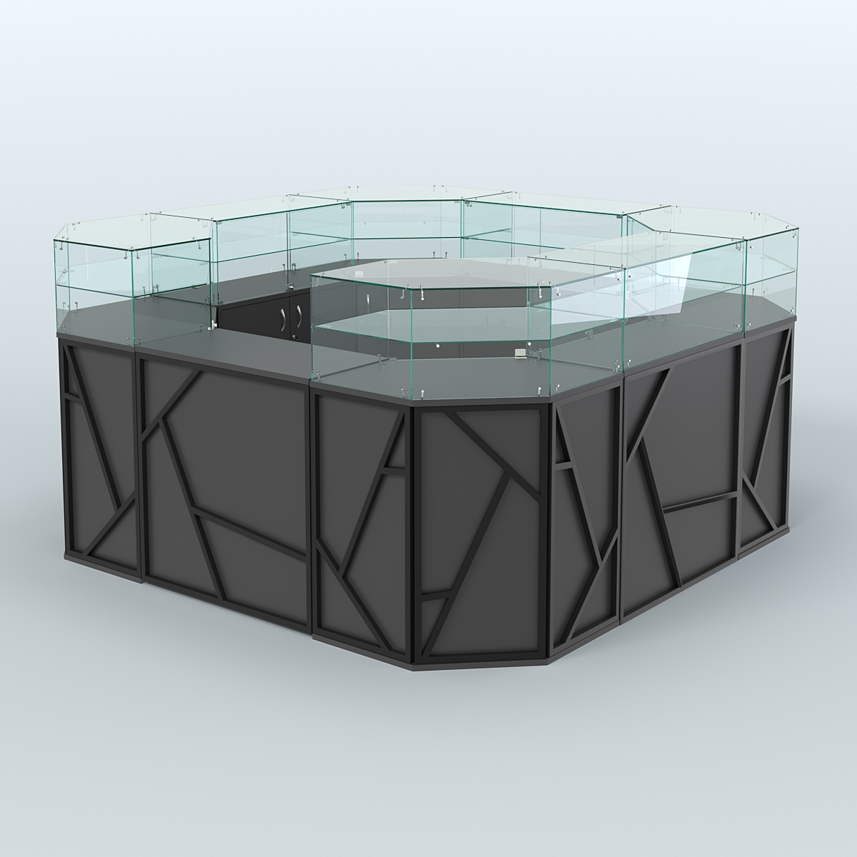 Торговый квадратный островок серии ЛОФТ - АЛЬФА (СОНОМА + ЧЁРНЫЙ) №5 Черный