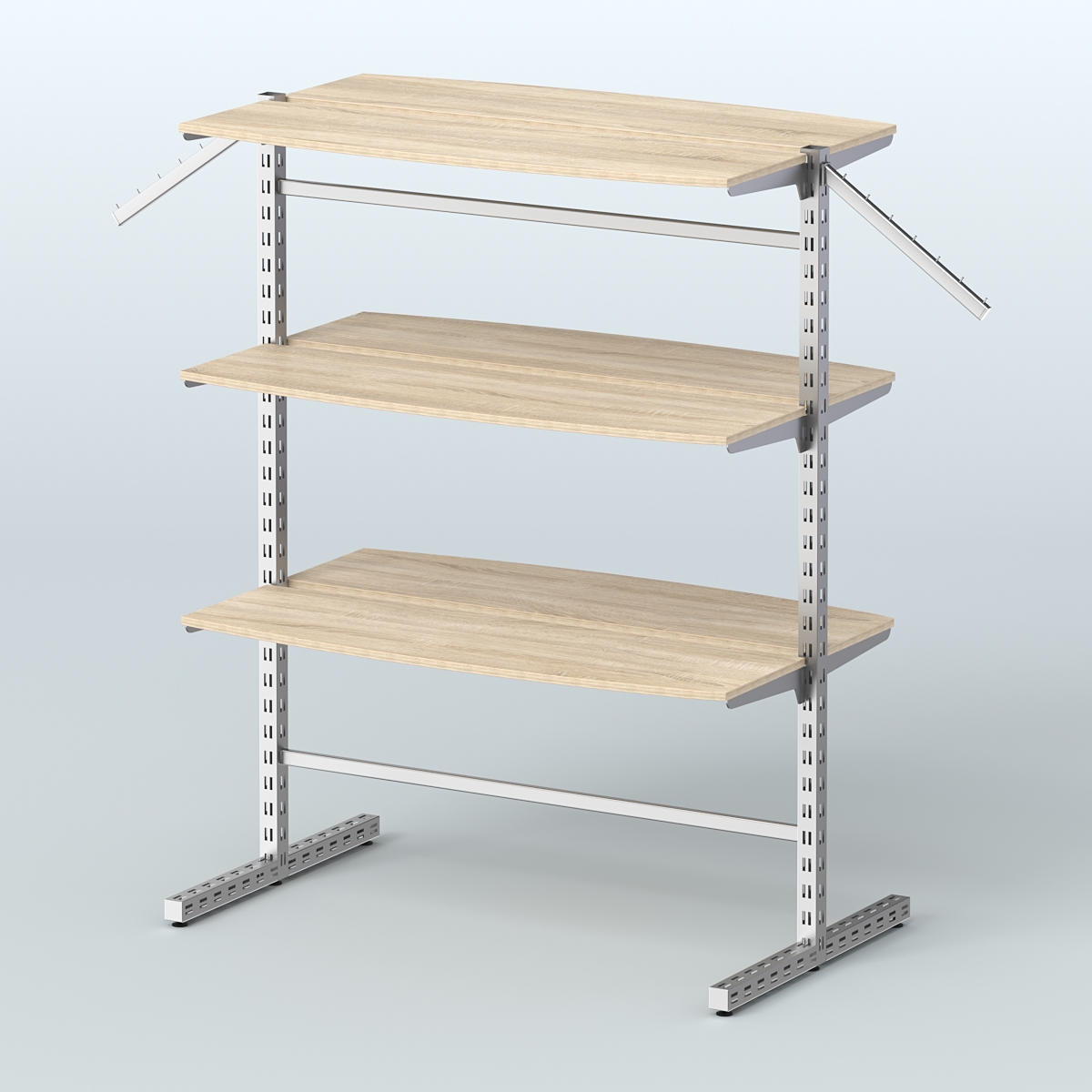 Система ЭЛЕГАНТ островная с шестью закруглёнными полками из ДСП №17б Дуб сонома