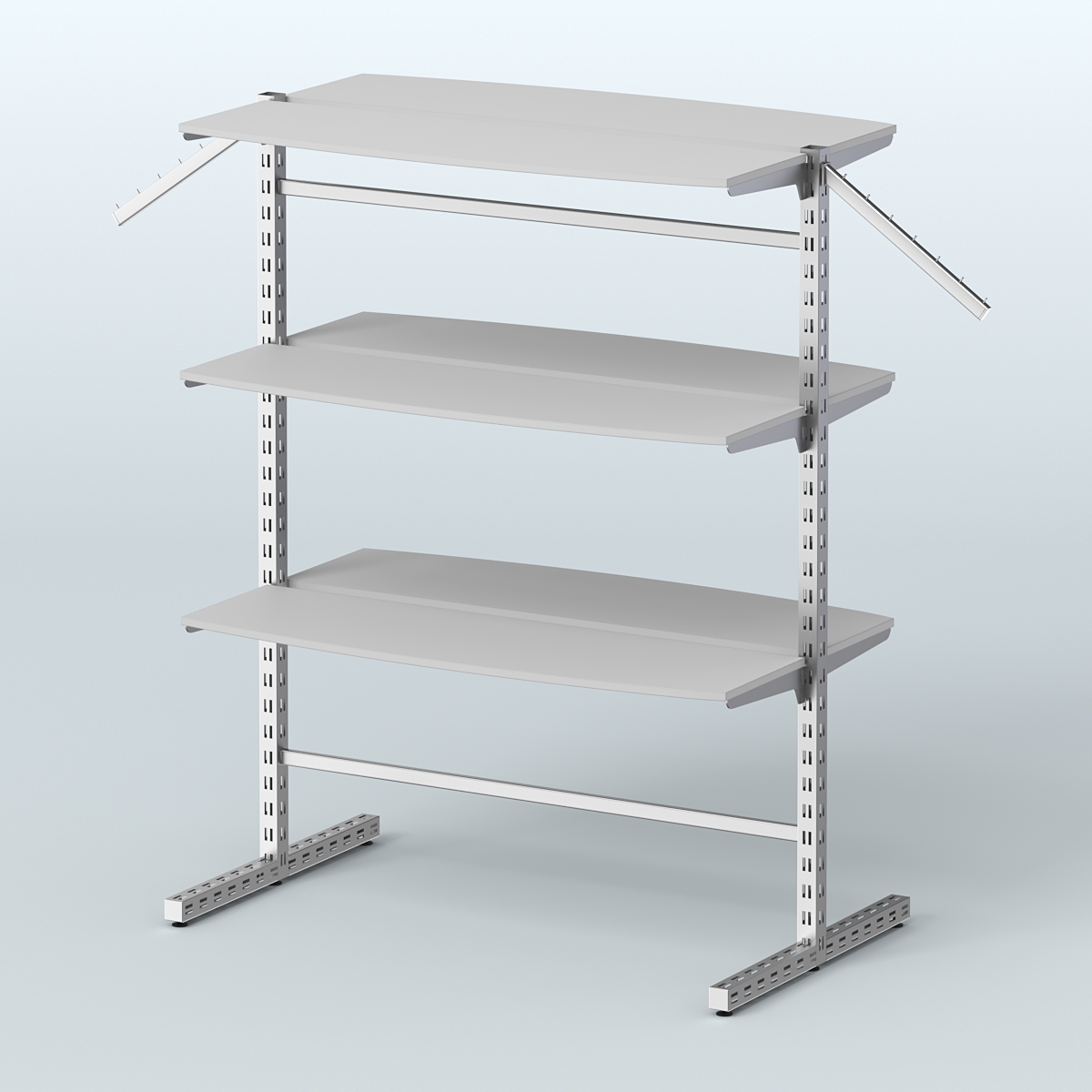 Система ЭЛЕГАНТ островная с шестью закруглёнными полками из ДСП №17б Серый