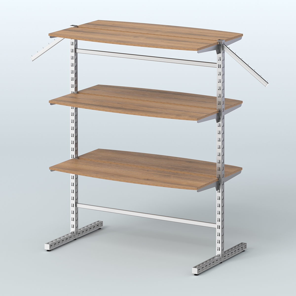 Система ЭЛЕГАНТ островная с шестью закруглёнными полками из ДСП №17б Орех