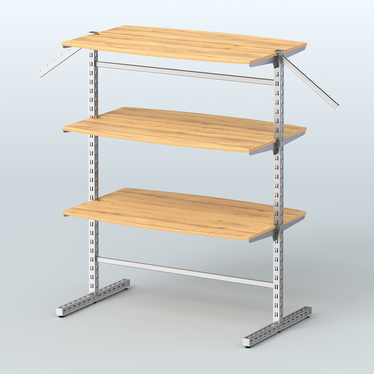 Система ЭЛЕГАНТ островная с шестью закруглёнными полками из ДСП №17б Дуб Золотистый