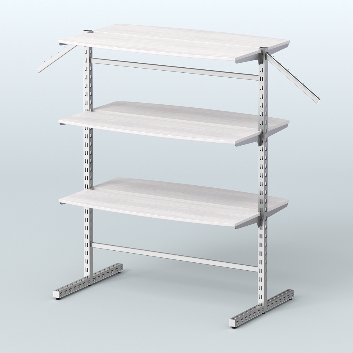 Система ЭЛЕГАНТ островная с шестью закруглёнными полками из ДСП №17б Ясень Анкор светлый