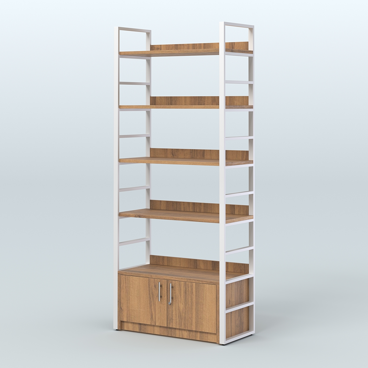 Торговый стеллаж средний STRONG - АЛЬФА №2 Орех + Белый