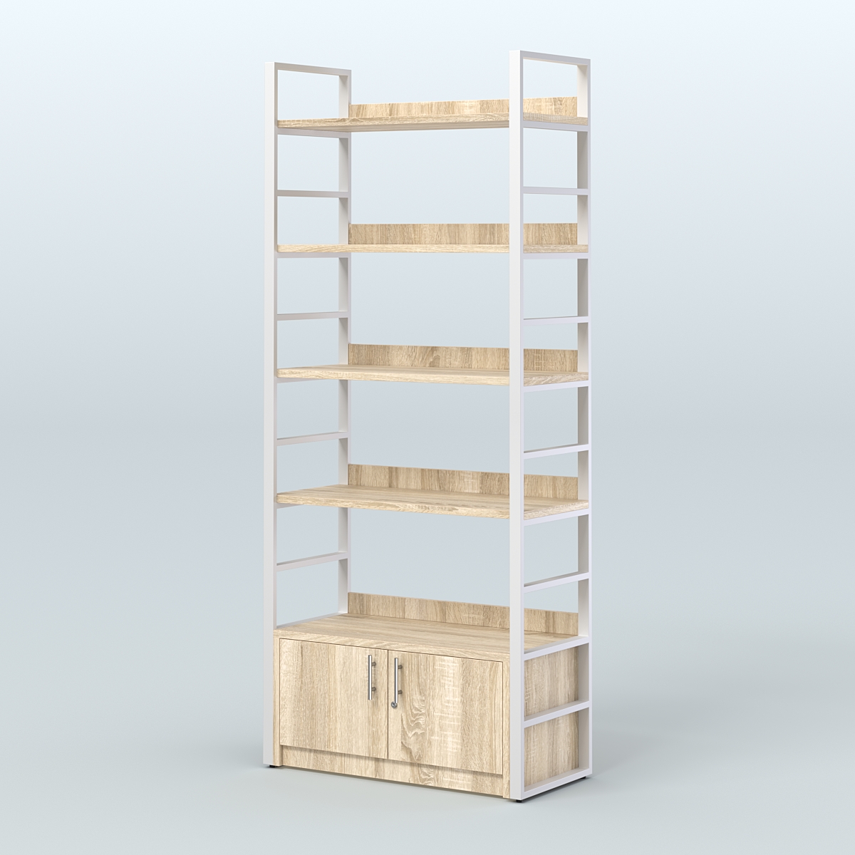 Торговый стеллаж средний STRONG - АЛЬФА №2 Дуб Сонома + Белый