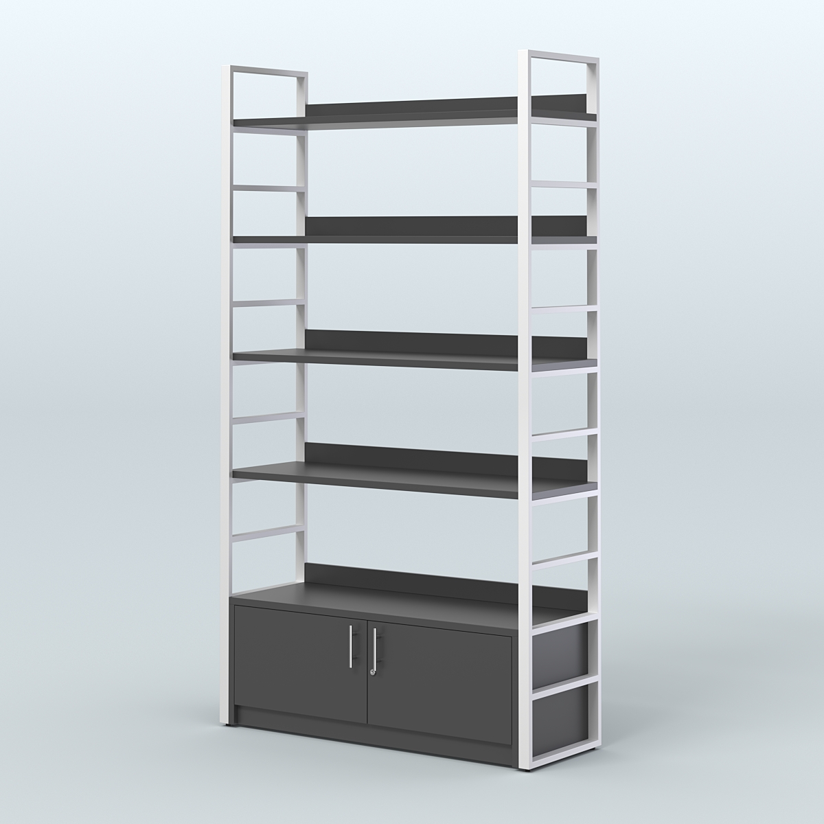 Торговый стеллаж большой STRONG - АЛЬФА №3 Черный и Белый