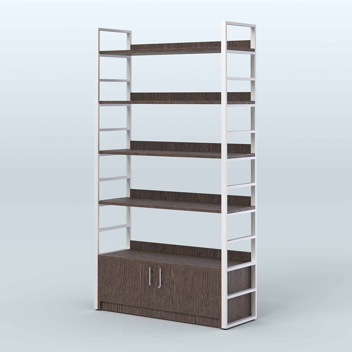 Торговый стеллаж большой STRONG - АЛЬФА №3 Дуб Венге + Белый
