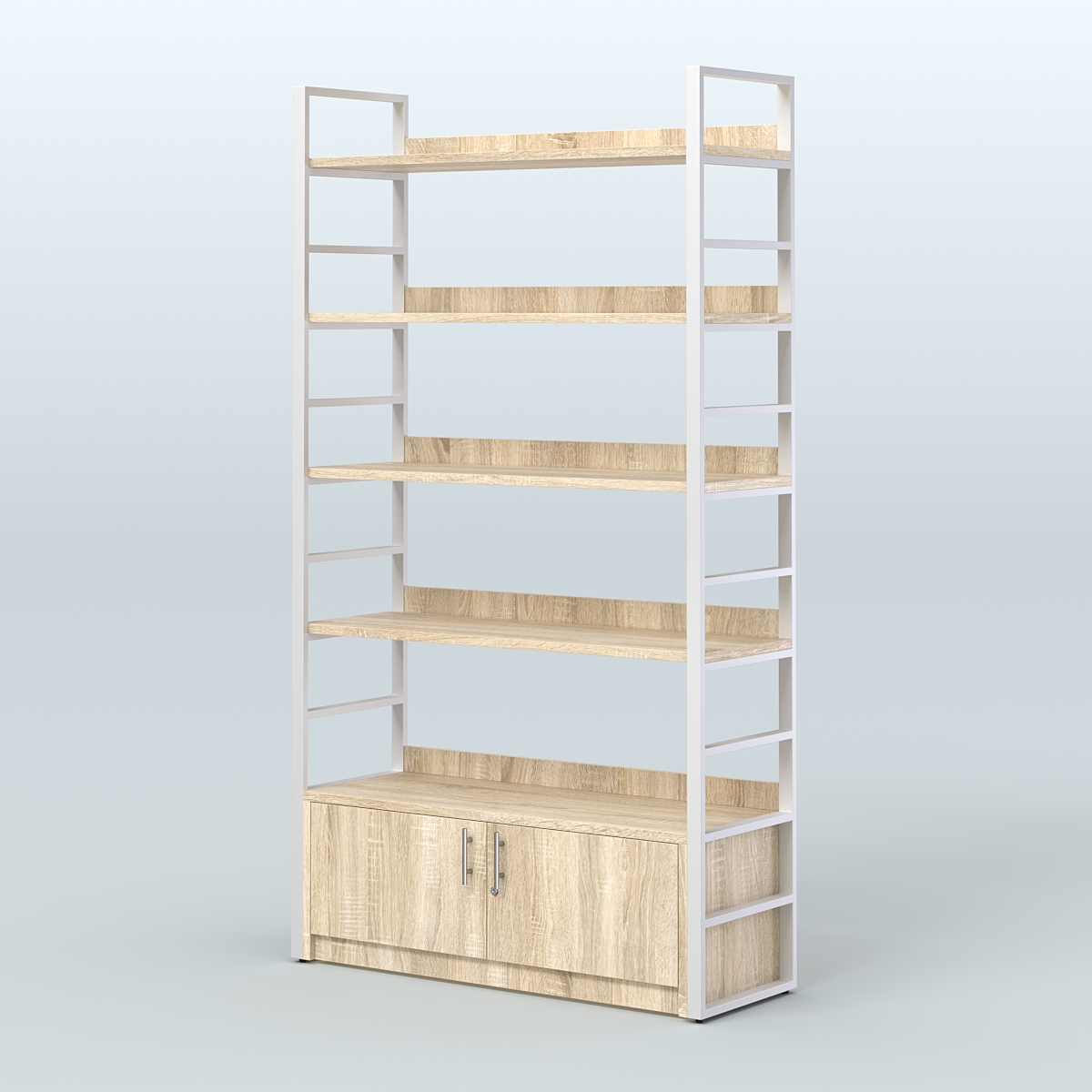 Торговый стеллаж большой STRONG - АЛЬФА №3 Дуб Сонома + Белый