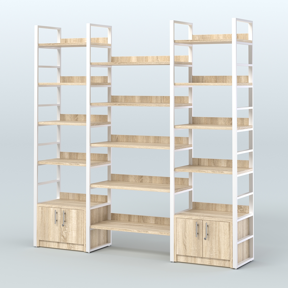 Комбо стеллажей с полками STRONG - АЛЬФА №2 (2260 мм) Дуб Сонома + Белый