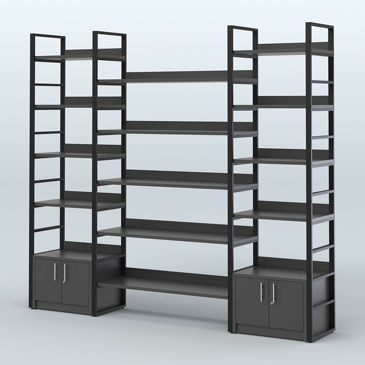 Комбо стеллажей с полками STRONG - АЛЬФА №3 (2560 мм) Черный