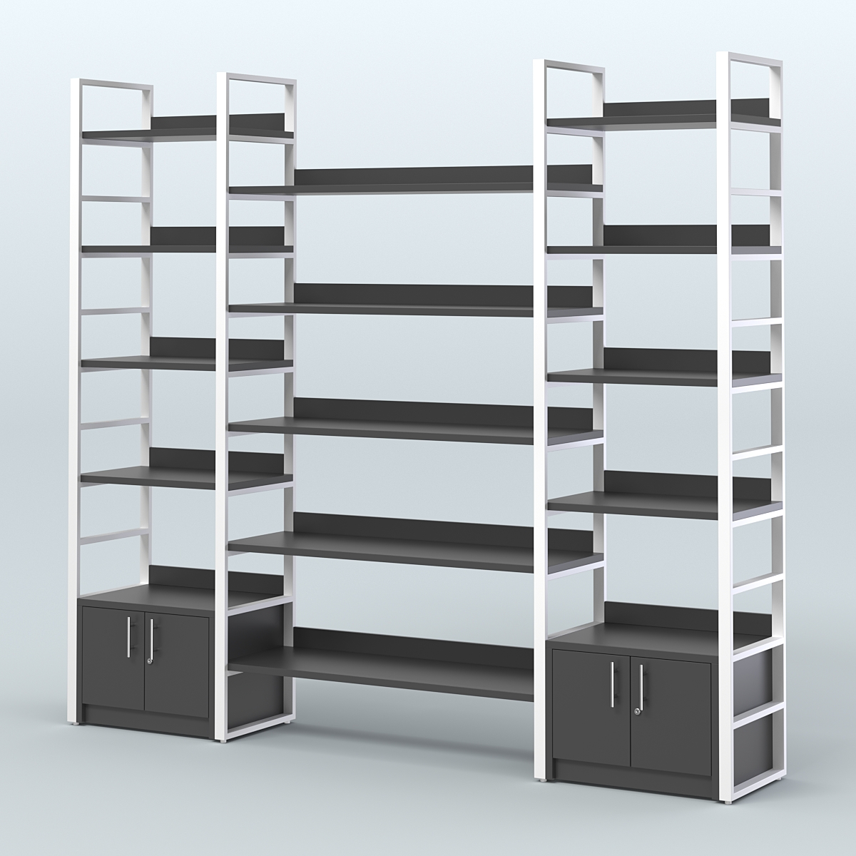 Комбо стеллажей с полками STRONG - АЛЬФА №3 (2560 мм) Черный и Белый