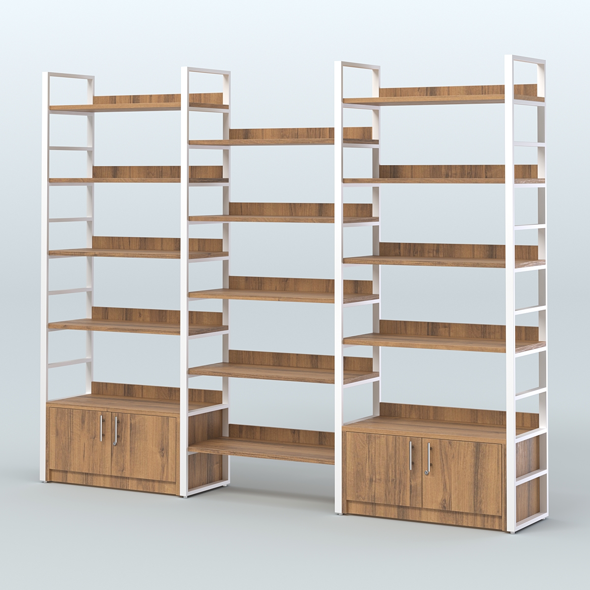 Комбо стеллажей с полками STRONG - АЛЬФА №4 (2860 мм) Орех + Белый