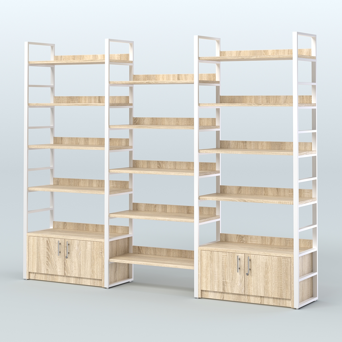 Комбо стеллажей с полками STRONG - АЛЬФА №4 (2860 мм) Дуб Сонома + Белый