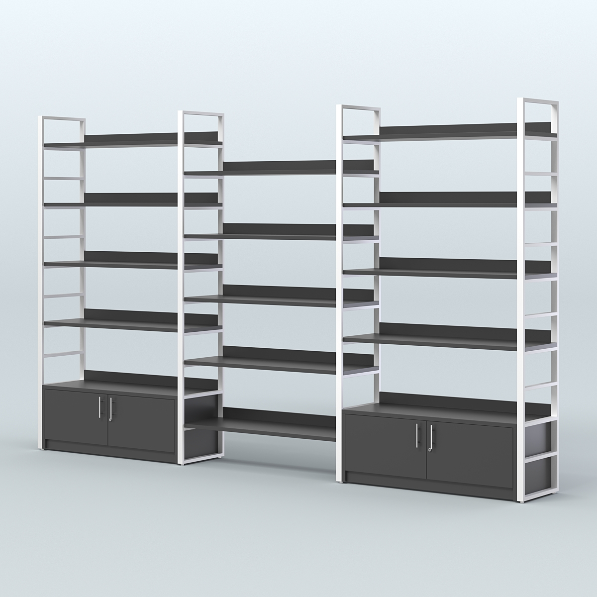 Комбо стеллажей с полками STRONG - АЛЬФА №5 (3760 мм) Черный и Белый