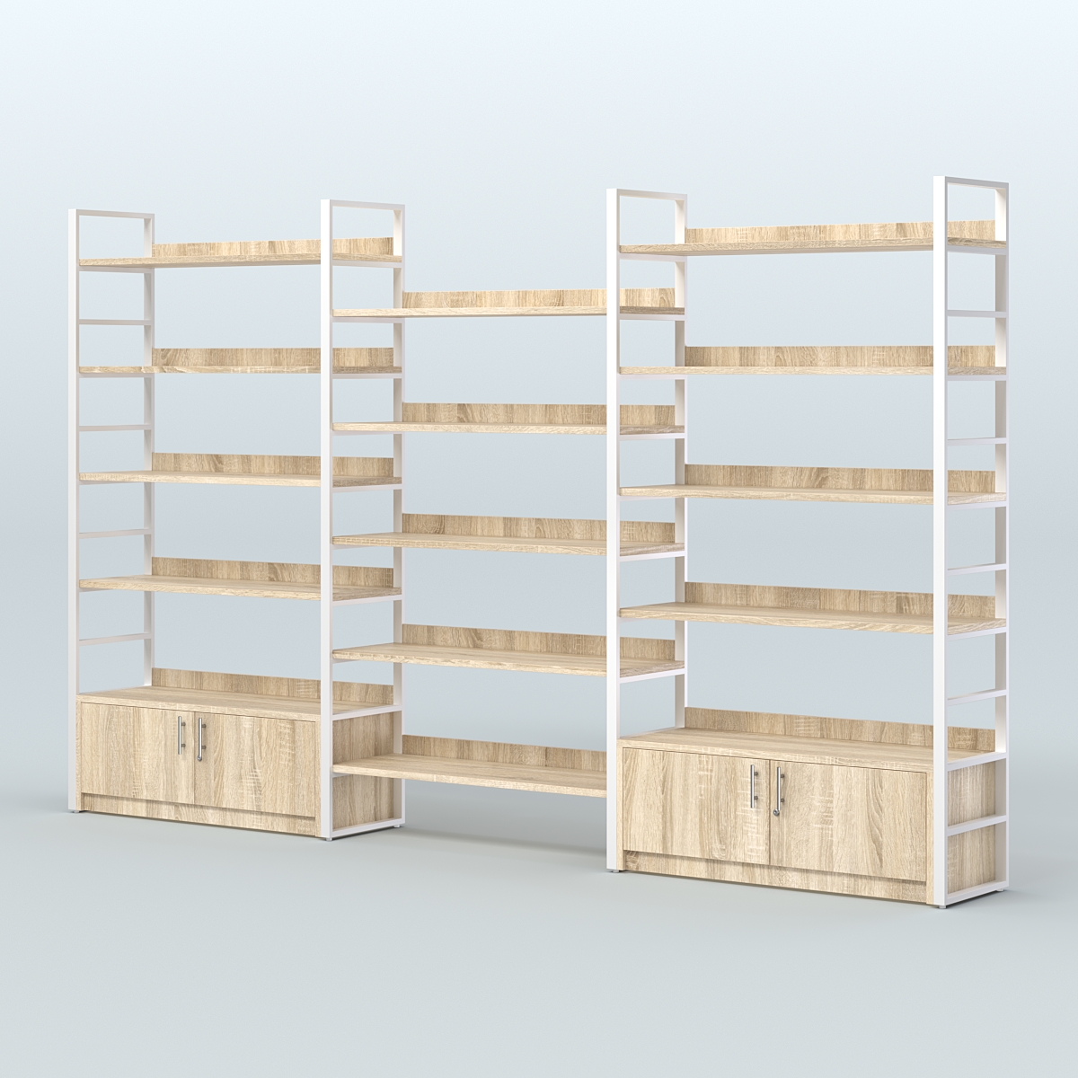 Комбо стеллажей с полками STRONG - АЛЬФА №5 (3760 мм) Дуб Сонома + Белый