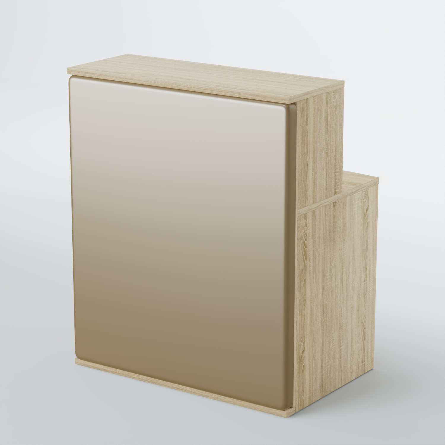 Ресепшен БАРХАТ СЕРЫЙ ПЕРЛАМУТР №1 (ровная поверхность) Дуб сонома + Экокожа золотистая