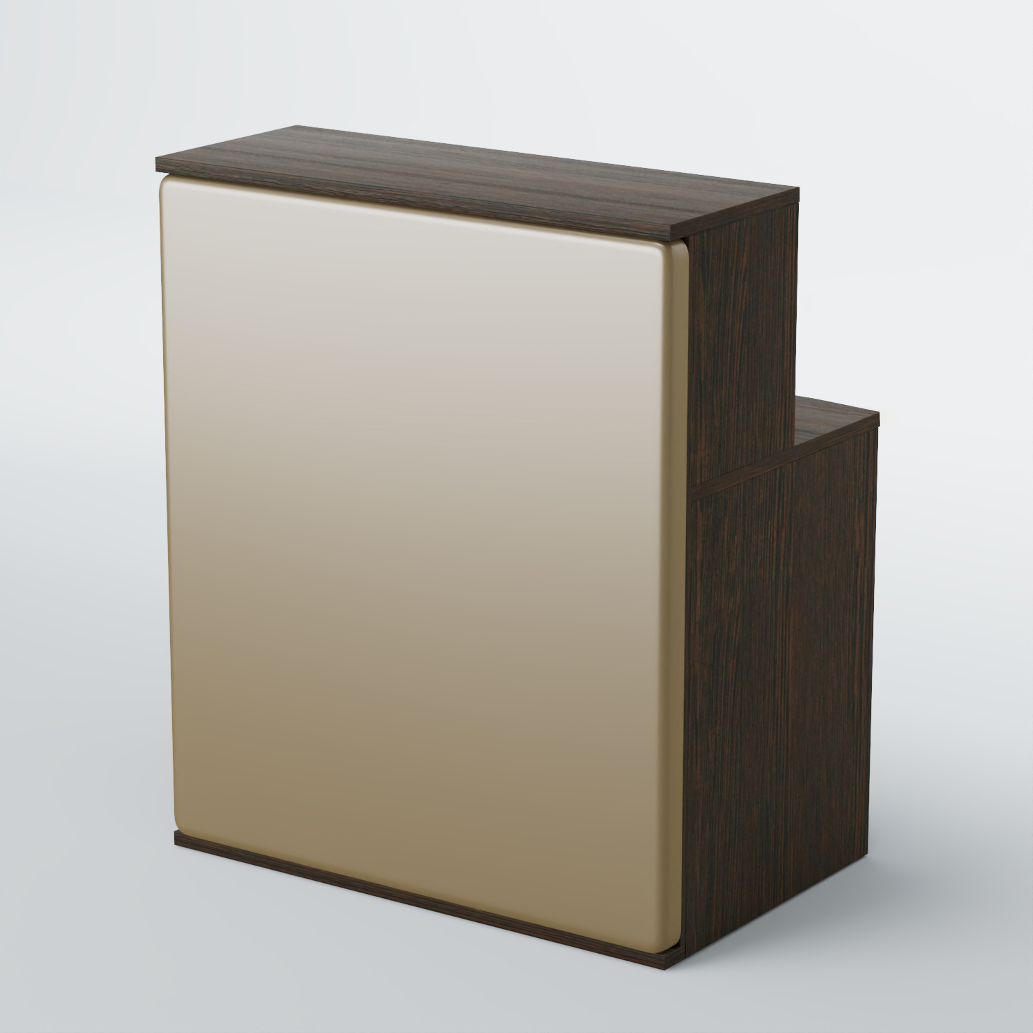 Ресепшен БАРХАТ СЕРЫЙ ПЕРЛАМУТР №1 (ровная поверхность) Дуб Венге + Экокожа золотистая