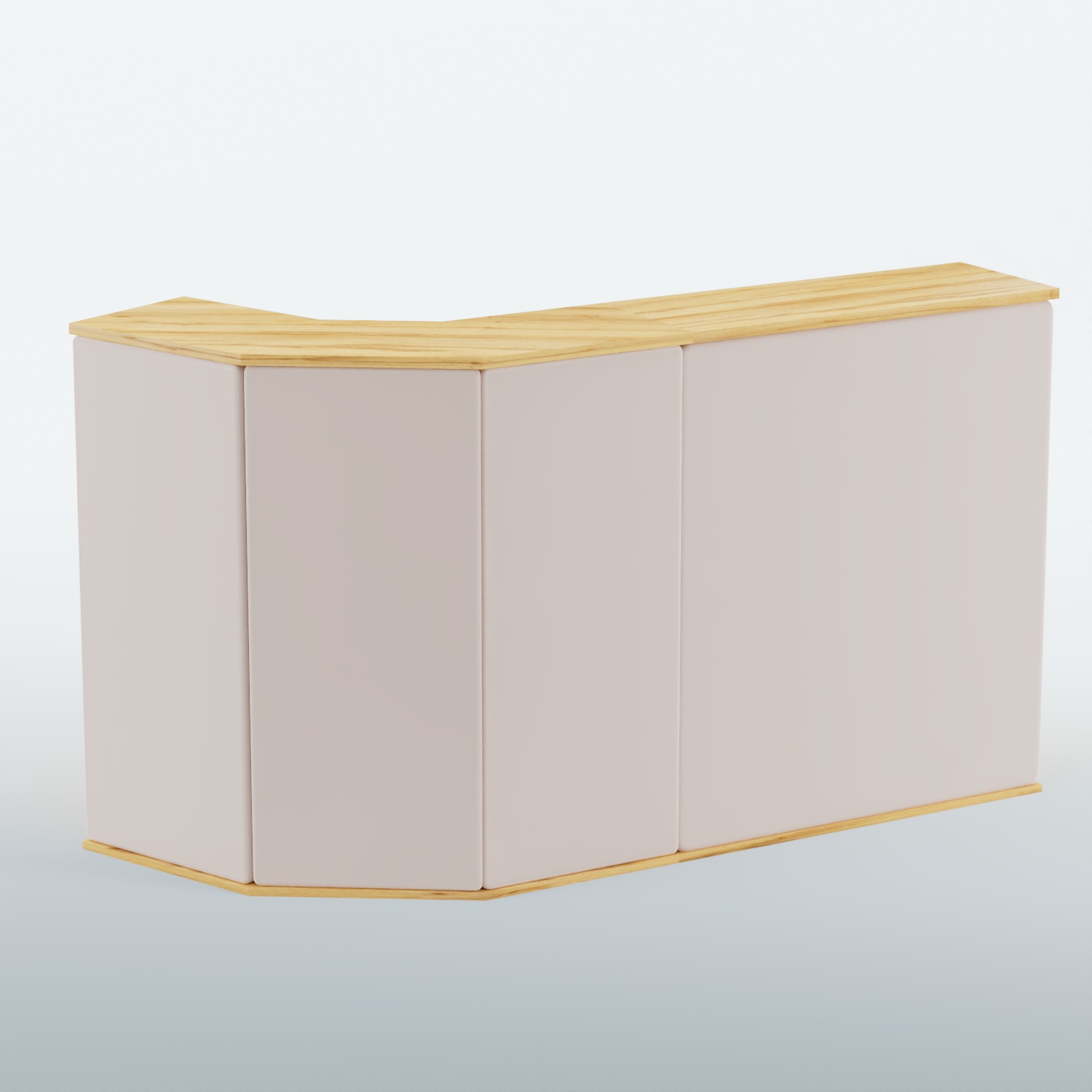 Ресепшен Г-образный БАРХАТ СЕРЫЙ ПЕРЛАМУТР №1 (ровная поверхность) Дуб Золотистый + 01 Cream