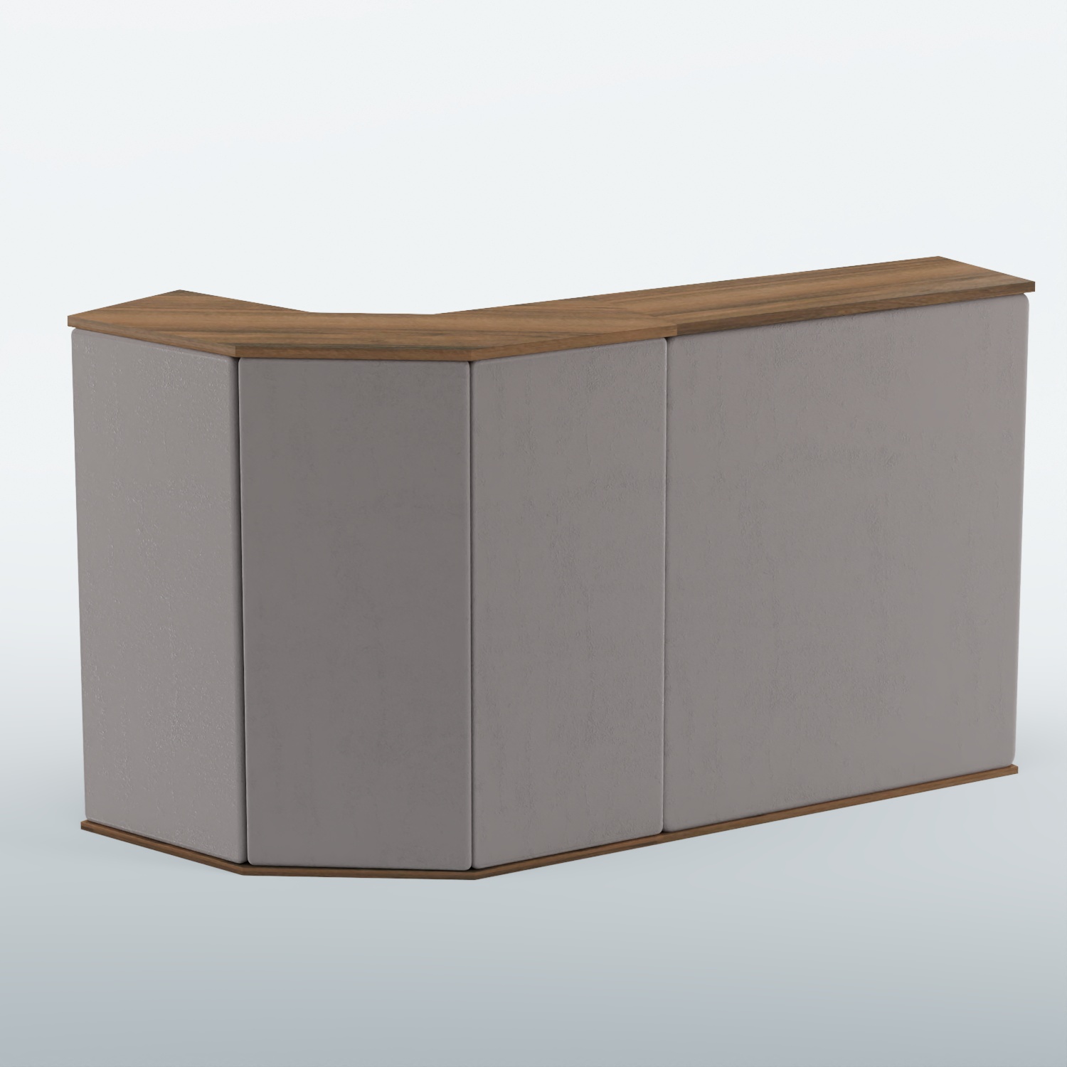 Ресепшен Г-образный БАРХАТ СЕРЫЙ ПЕРЛАМУТР №1 (ровная поверхность) Орех + Велюр 16 Elephant