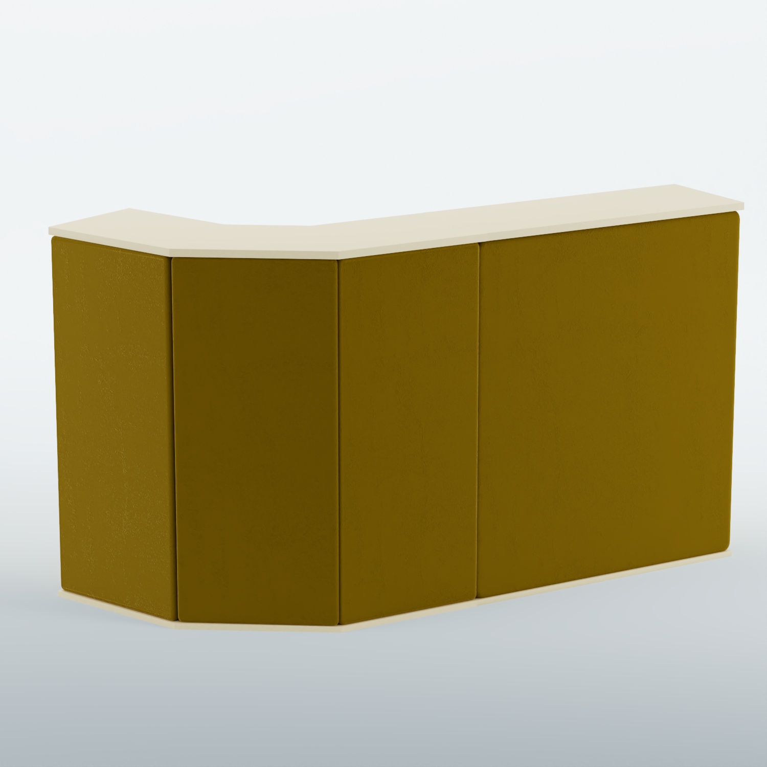 Ресепшен Г-образный БАРХАТ СЕРЫЙ ПЕРЛАМУТР №1 (ровная поверхность) Крем Вайс + 09 Olive