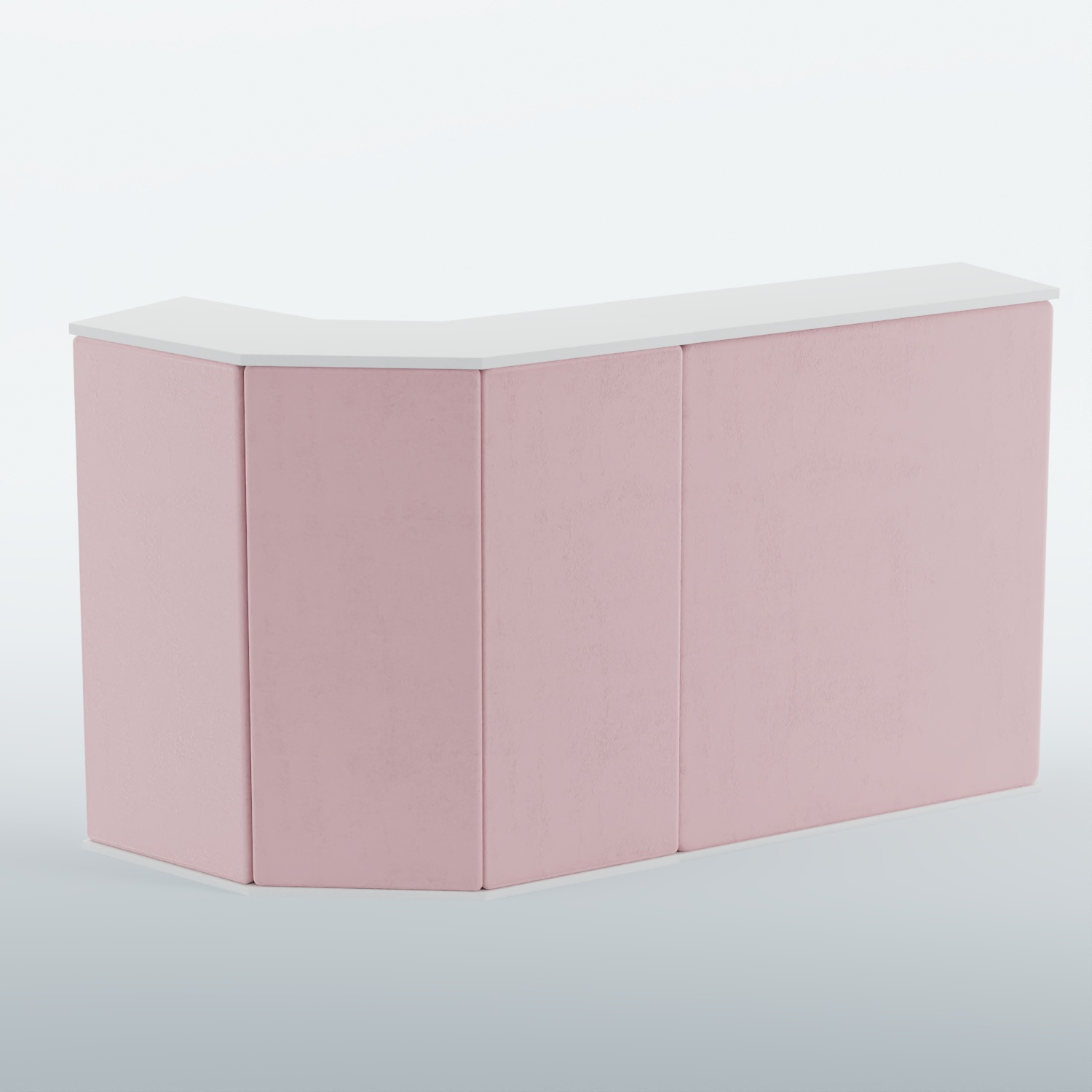 Ресепшен Г-образный БАРХАТ СЕРЫЙ ПЕРЛАМУТР №1 (ровная поверхность) Белый + 14 Flamingo