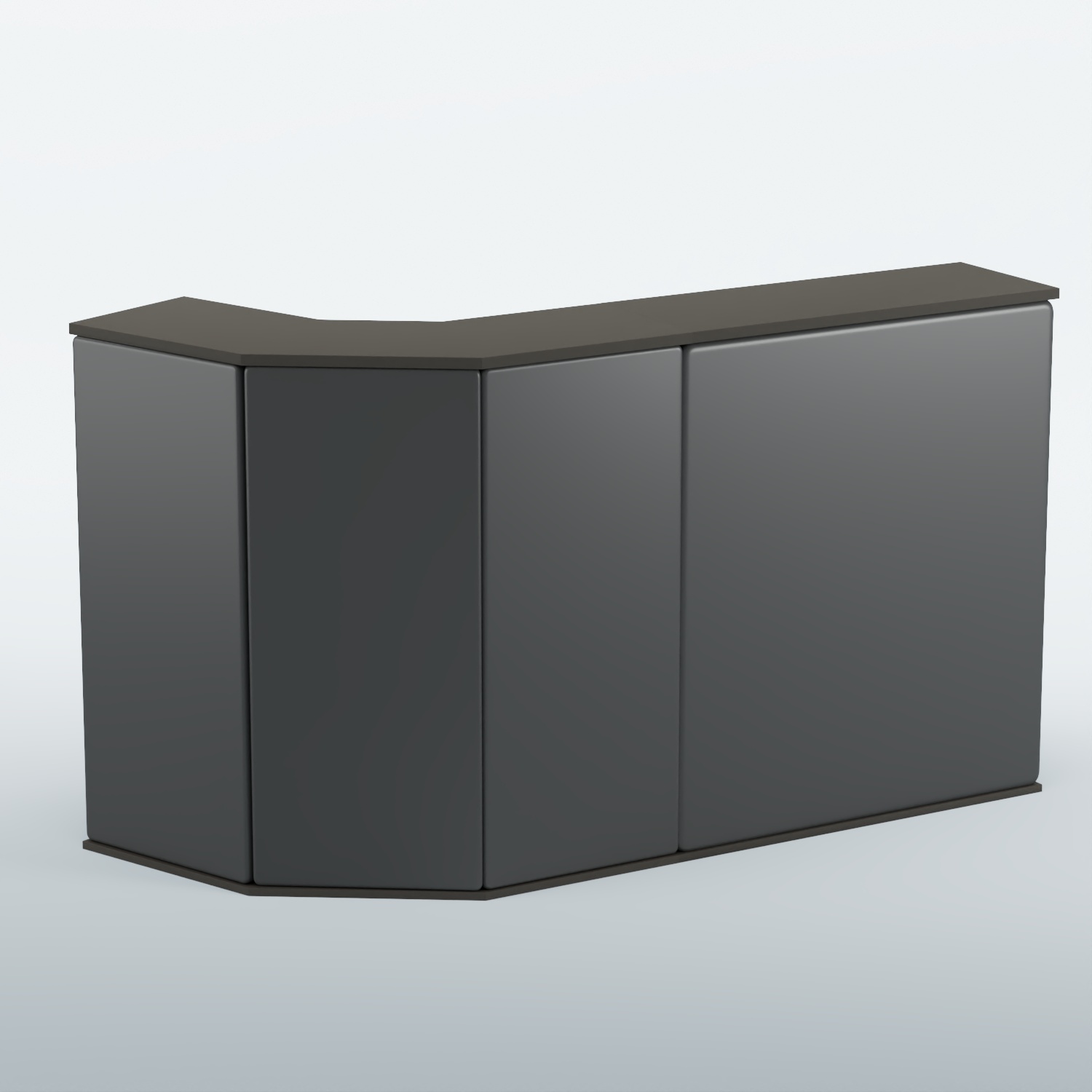 Ресепшен Г-образный БАРХАТ СЕРЫЙ ПЕРЛАМУТР №1 (ровная поверхность) Черный + Экокожа черная