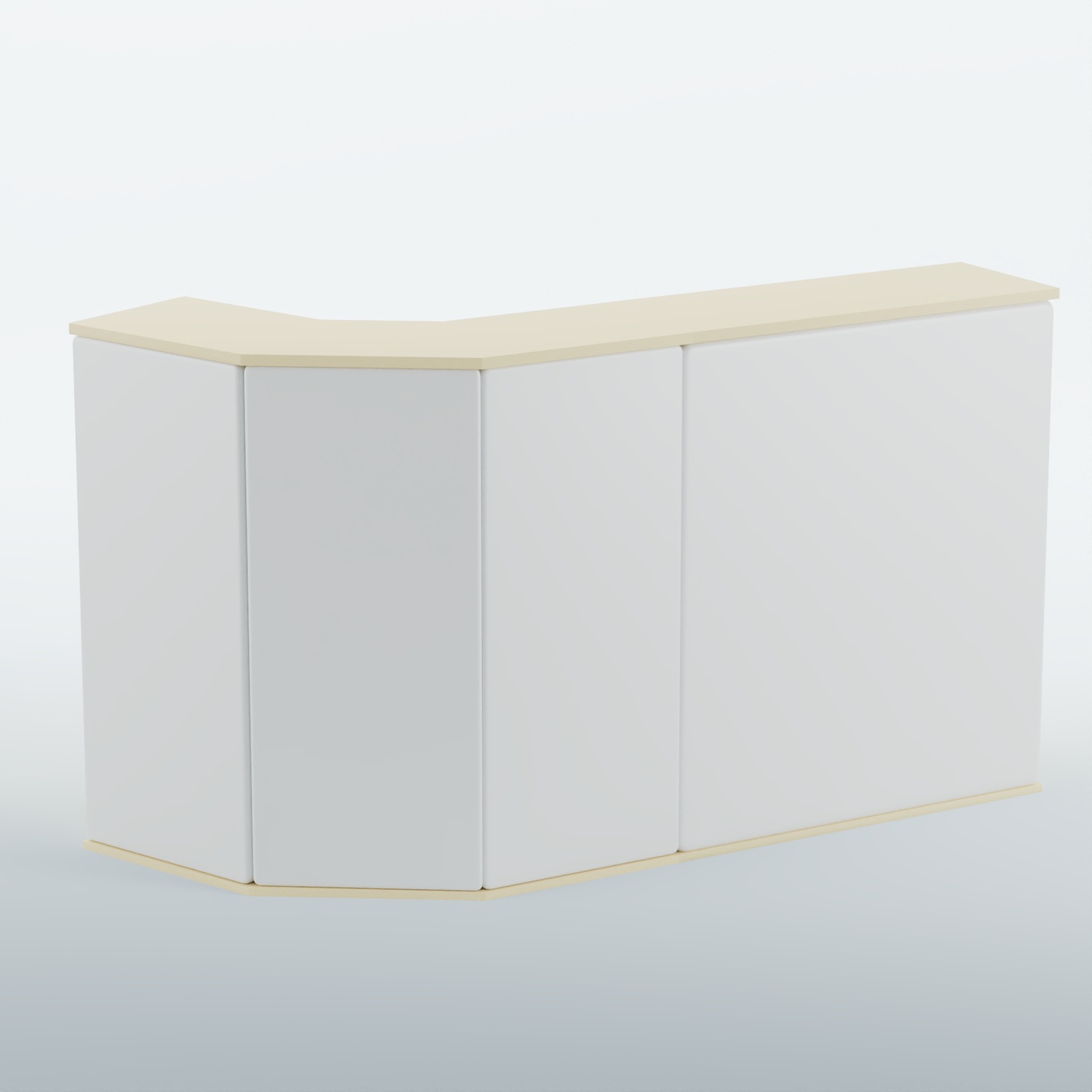 Ресепшен Г-образный БАРХАТ СЕРЫЙ ПЕРЛАМУТР №1 (ровная поверхность) Крем вайс + Экокожа белая