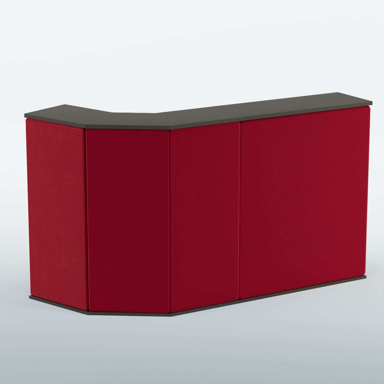 Ресепшен Г-образный БАРХАТ СЕРЫЙ ПЕРЛАМУТР №1 (ровная поверхность) Черный + 07 Dk. Red Велюр