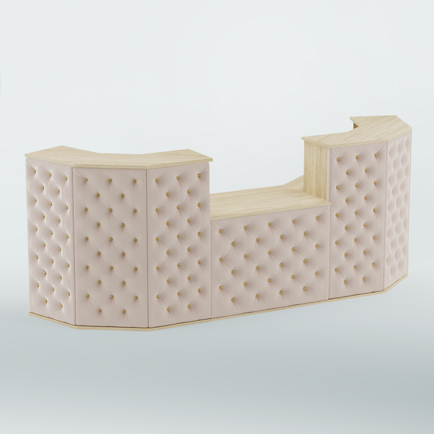 Ресепшен со столом БАРХАТ СЕРЫЙ ПЕРЛАМУТР №3 (карета золото) Дуб сонома + 02 Beige