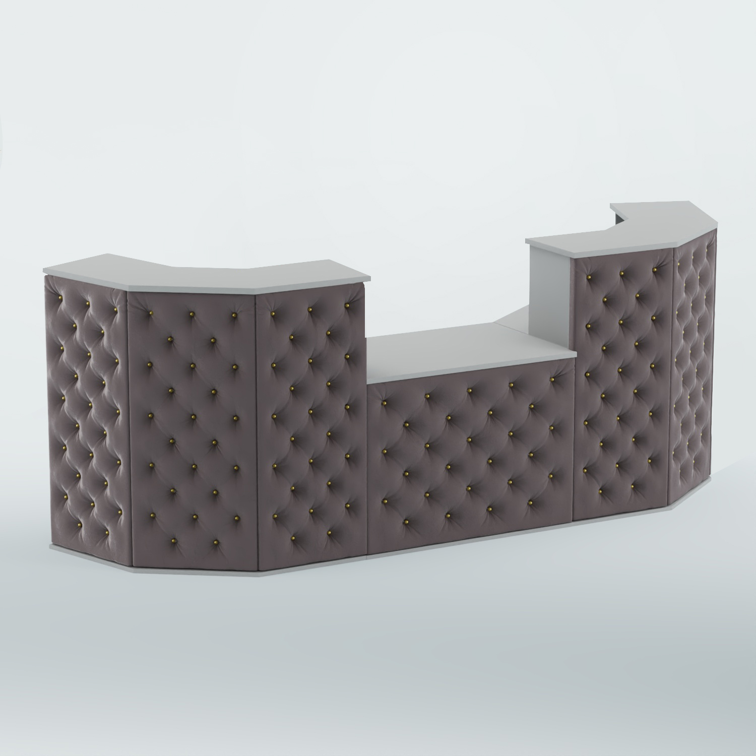 Ресепшен со столом БАРХАТ СЕРЫЙ ПЕРЛАМУТР №3 (карета золото) Серый + 16 Grey