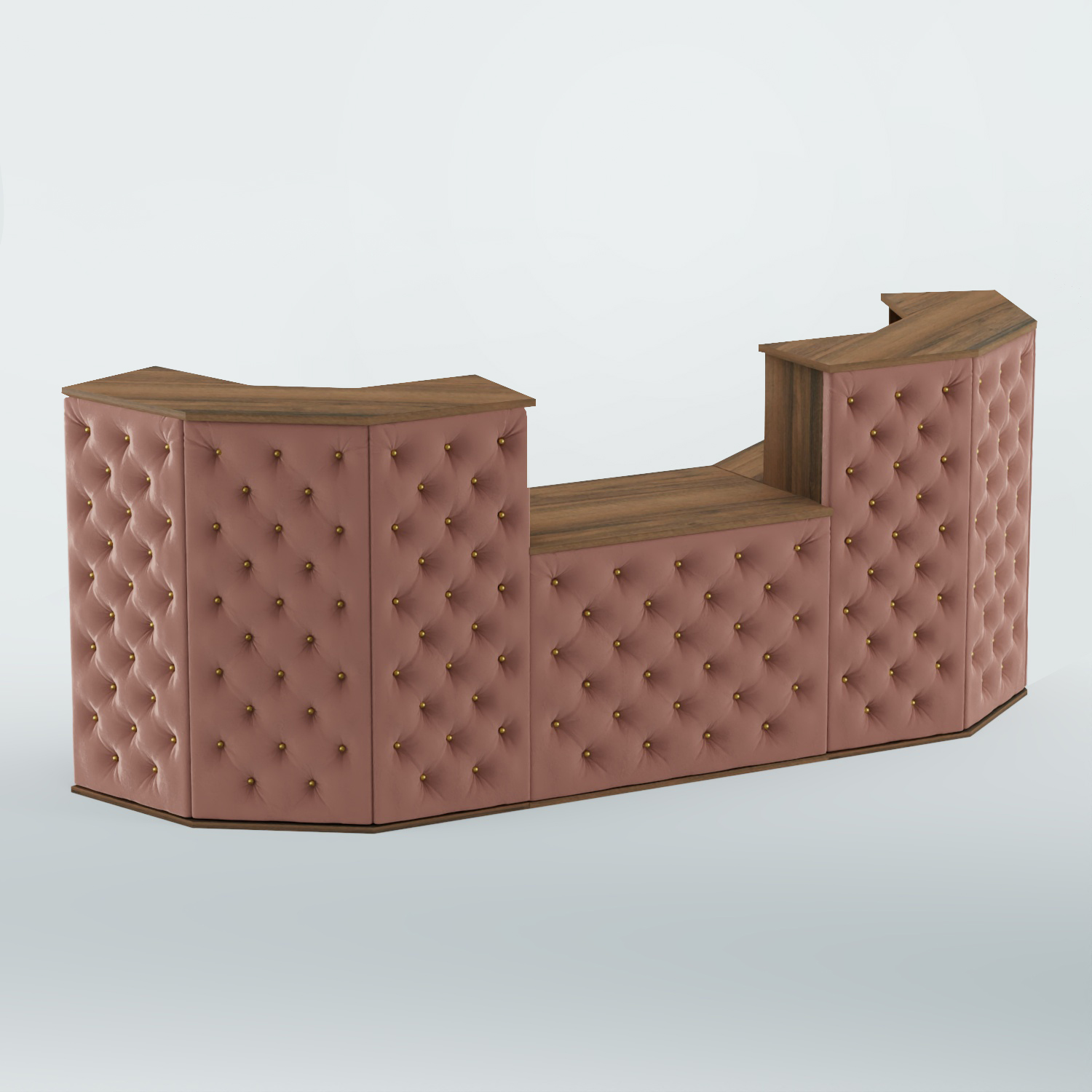 Ресепшен со столом БАРХАТ СЕРЫЙ ПЕРЛАМУТР №3 (карета золото) Орех + 03 Mika