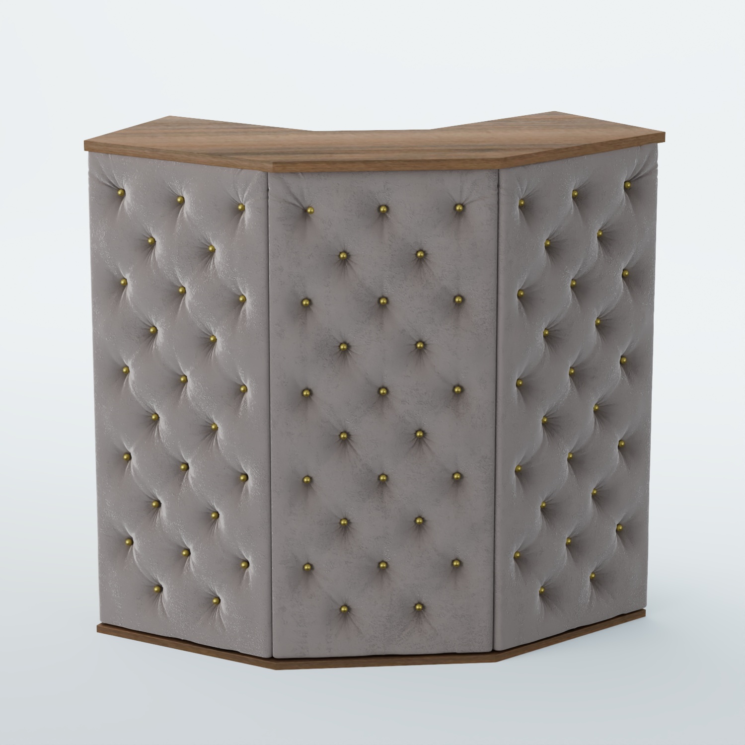 Ресепшен угловой БАРХАТ СЕРЫЙ ПЕРЛАМУТР №4 (ровная поверхность) Орех + Велюр 16 Elephant