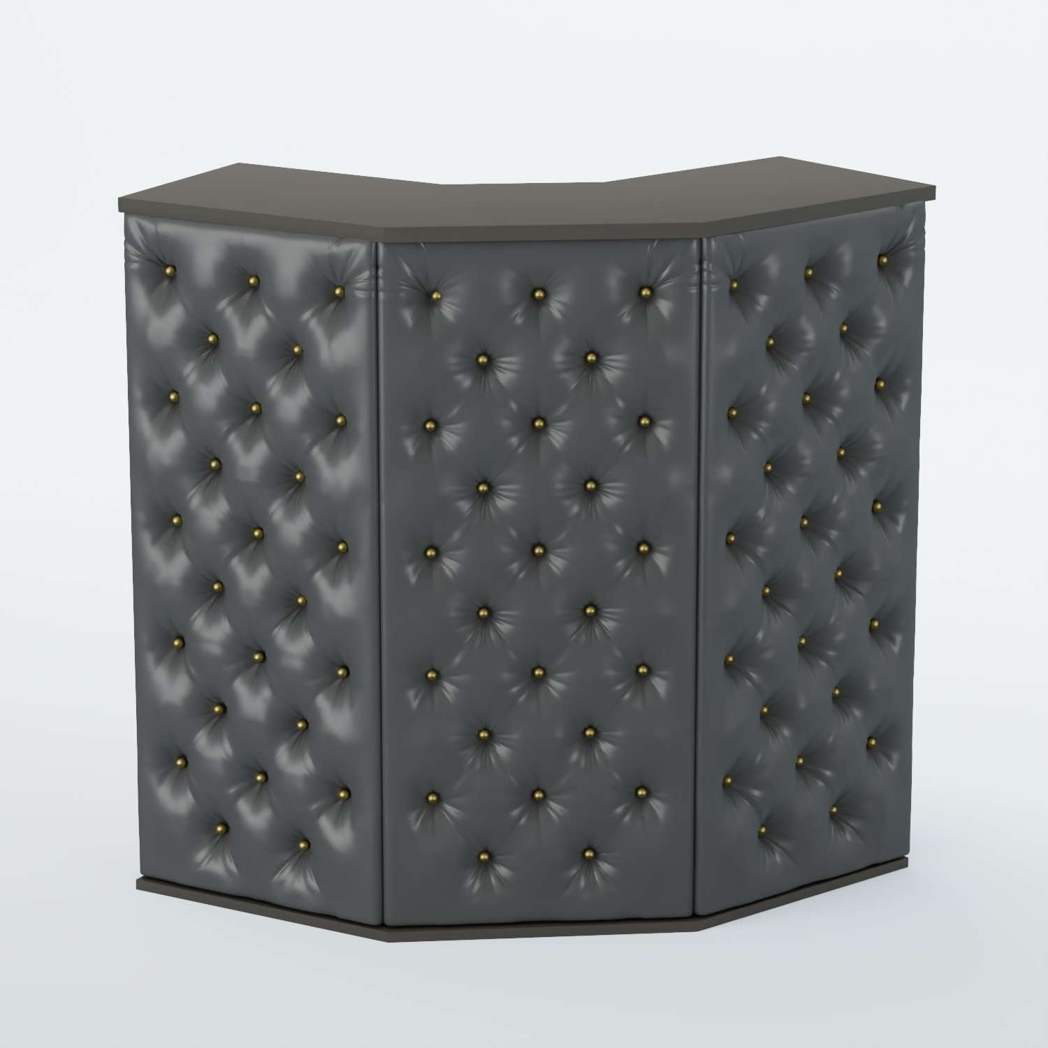 Ресепшен угловой БАРХАТ СЕРЫЙ ПЕРЛАМУТР №4 (ровная поверхность) Черный + Экокожа черная