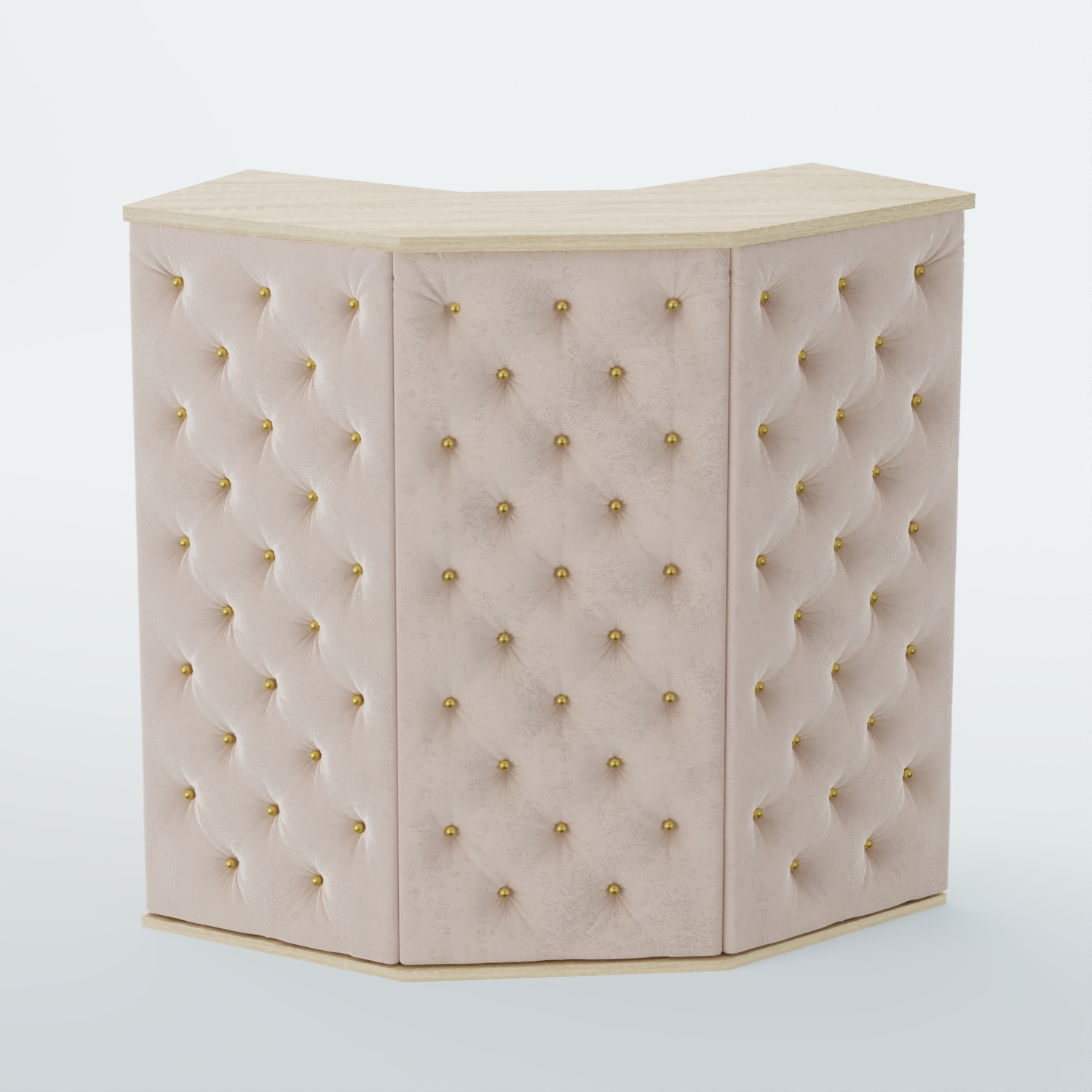 Ресепшен угловой БАРХАТ СЕРЫЙ ПЕРЛАМУТР №4 (карета золото) Дуб сонома + 02 Beige