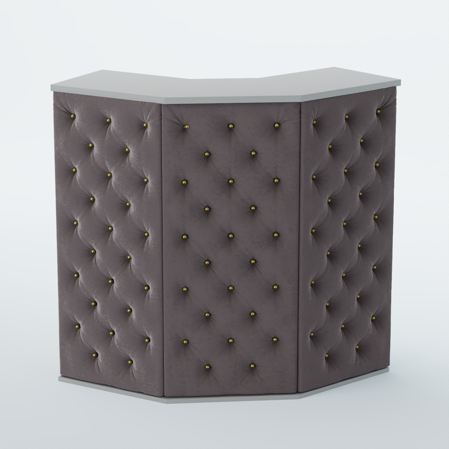 Ресепшен угловой БАРХАТ СЕРЫЙ ПЕРЛАМУТР №4 (карета золото) Серый + 16 Grey