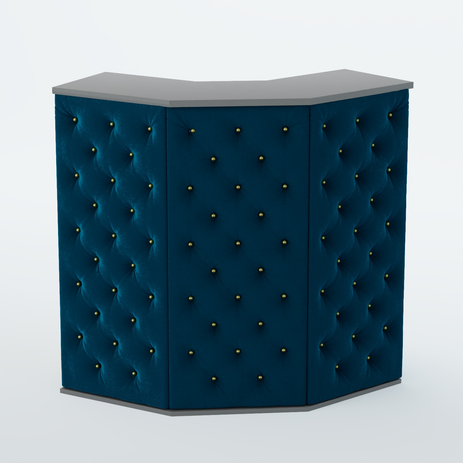 Ресепшен угловой БАРХАТ СЕРЫЙ ПЕРЛАМУТР №4 (карета золото) Темно-серый + 11 Blue