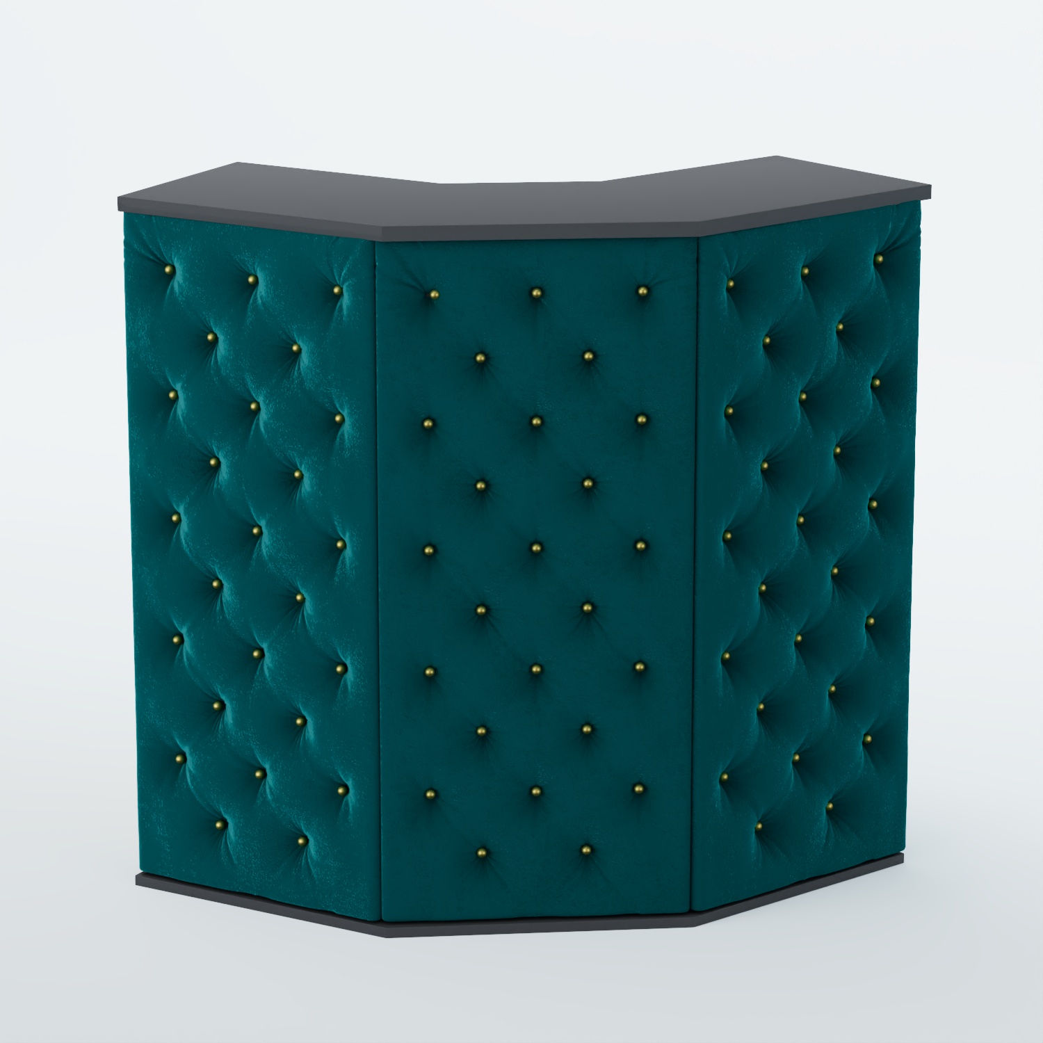 Ресепшен угловой БАРХАТ СЕРЫЙ ПЕРЛАМУТР №4 (карета золото) Антрацит + 12 Az