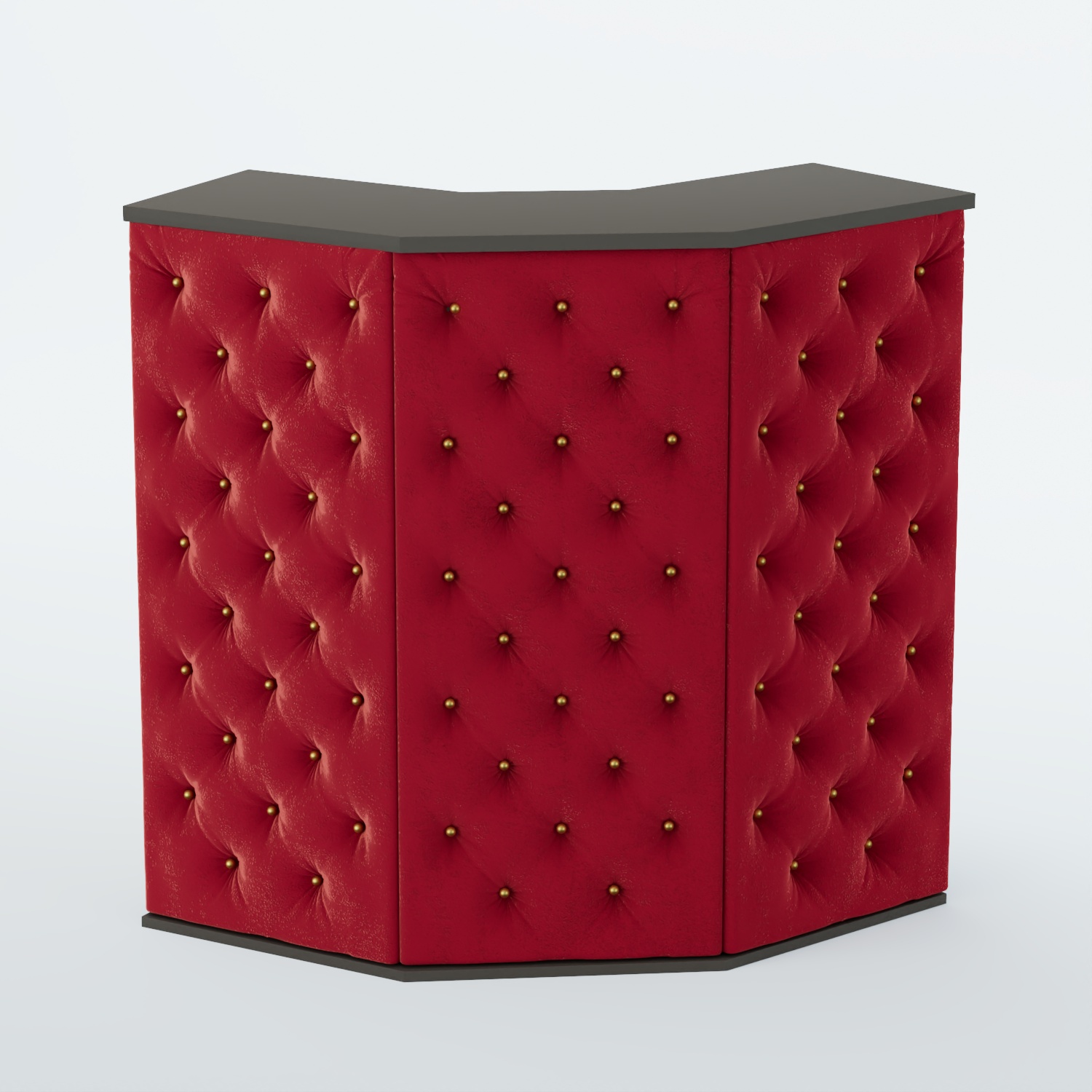 Ресепшен угловой БАРХАТ СЕРЫЙ ПЕРЛАМУТР №4 (карета золото) Черный + 07 Dk. Red Велюр