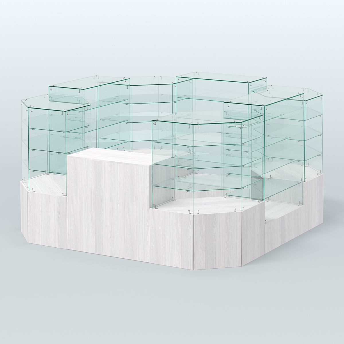 Павильон ИСТРА в центр зала №5 (открытый) (6, 05 кв.м) Ясень Анкор светлый