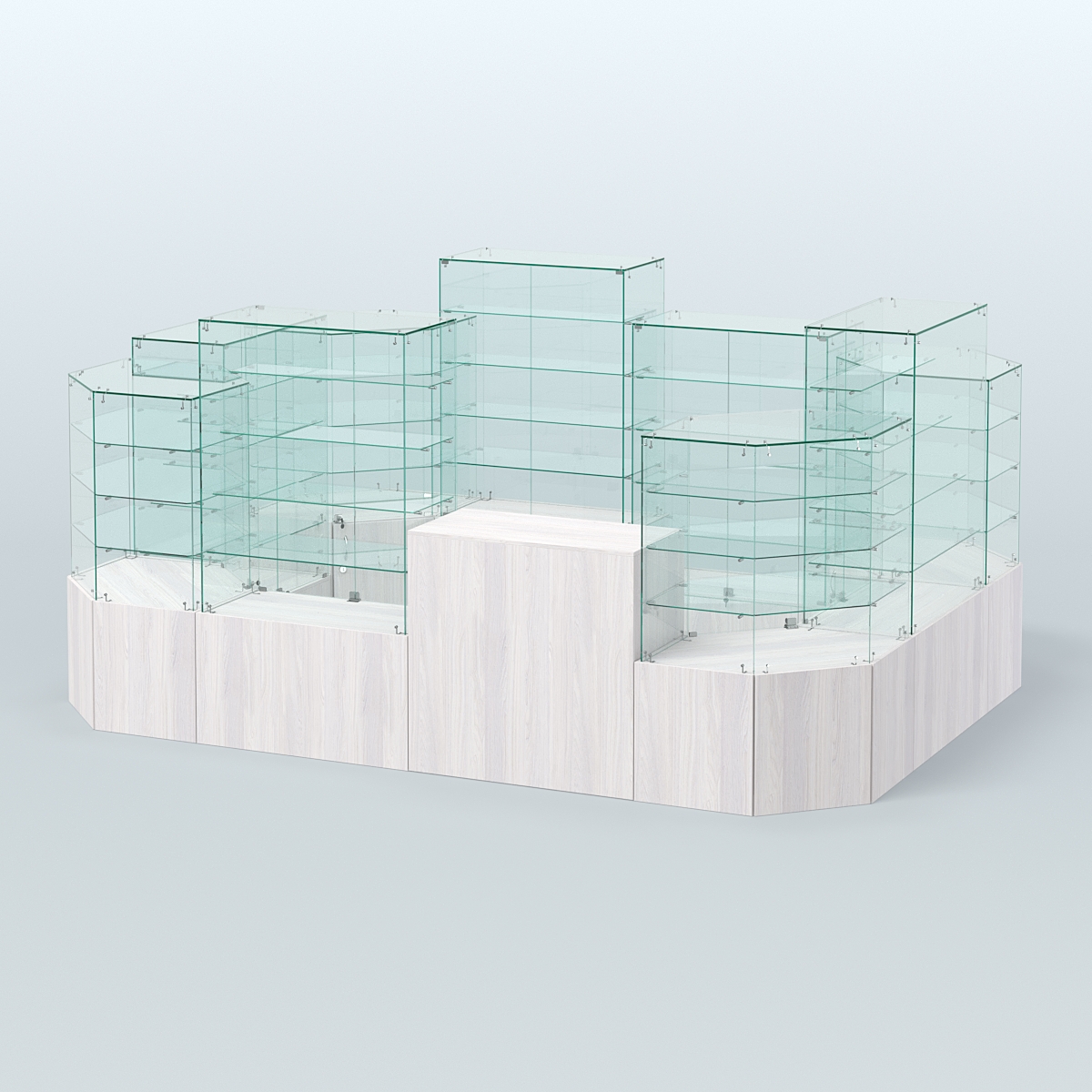 Павильон ИСТРА в центр зала №6а (закрытый) (8, 26 кв.м) Ясень Анкор светлый