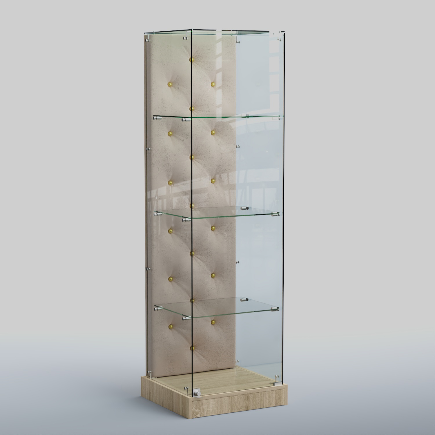 Низкая стеклянная витрина КАПИТОНЕ №1-ХП Дуб сонома + 02 Beige