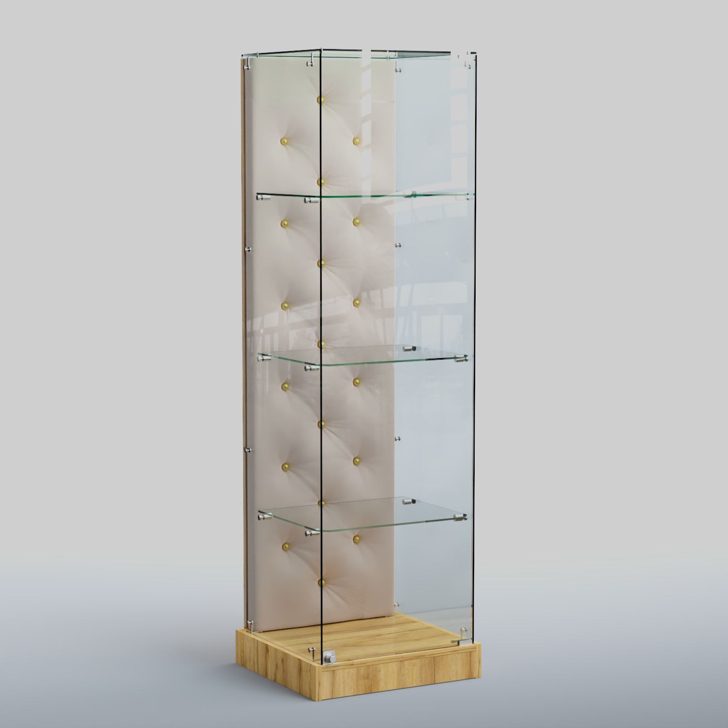 Низкая стеклянная витрина КАПИТОНЕ №1-ХП Дуб Золотистый + 01 Cream