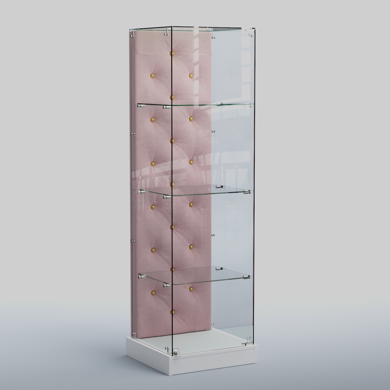 Низкая стеклянная витрина КАПИТОНЕ №1-ХП Белый + 14 Flamingo